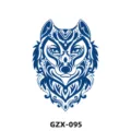 Adesivo per tatuaggio lupo tribale blu impermeabile tatuaggio temporaneo arte GZX-095 - Stile Totem Testa di Lupo (GZX-095)