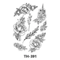 Foglio di adesivi per tatuaggi temporanei floreali in bianco e nero con peonie e rami. - 210*148mm / Peony Branch Design (TH-391)