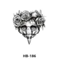 Temporary tattoo sticker black bird skull rose flower gothic arm body art design sku - HB-186 / 210*148mm