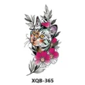 Autocollant de tatouage temporaire imperméable avec design de chat mignon et de fleurs roses. - Chat et Fleurs (XQB-365)