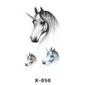 Adesivo tatuaggio temporaneo unicorno stile schizzo nero bianco variante X-050 per arte corporea. - Unicorno (X-050)