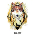 Waterproof temporary tattoo sticker watercolor wolf design body art fashion accessory for men - TH-207 / 210*148mm