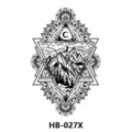 Geometric mountain temporary tattoo sticker for men and women, waterproof geometric art design. - 210*148mm / Geometric Mountain (HB-027X)