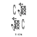 Autocollant de tatouage temporaire punk noir et blanc avec des épingles de sûreté et des croix. - T-174 / 60x105mm