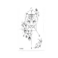 Adesivo per tatuaggio temporaneo leopardo geometrico con fiori e luna per la body art. - Stile Geometrico Testa di Leopardo (K-043)