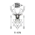 Autocollant de tatouage cerf loup géométrique ligne noire flèche art corporel temporaire - T-175 / 60x105mm