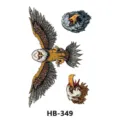 Waterproof temporary tattoo sticker sheet with eagle design for body art decoration. - HB-349