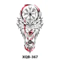 Autocollant de tatouage temporaire loup avec boussole viking et runes nordiques. - Tête de Loup Nordique (XQB-367)