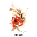 Watercolor red rose temporary tattoo sticker, beautiful floral body art for men and women. - HB-670 / 210*148mm