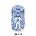 Autocollant de tatouage de jus semi-permanent à base de plantes avec hibou, visage et fleurs. - GZ-525 / 180X110MM