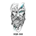 Autocollant de tatouage temporaire imperméable noir blanc visage mythologique art - Visage Mythologique (XQB-368)