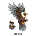 Temporary waterproof tattoo sticker with flying eagle design and claw motifs, model HB-350. - HB-350