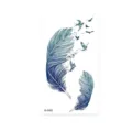Waterproof temporary feather bird tattoo sticker, elegant blue design for body art. - Gradient Feather Style (K-045)