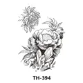 Adesivo per tatuaggio temporaneo con fiore di peonia e cristallo nero e bianco arte corporea - 210*148mm / Crystal Peony Design (TH-394)