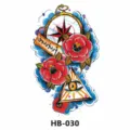 Temporary tattoo sticker waterproof compass rose design flash body art sticker variant HB-030 - 210*148mm / Compass Rose (HB-030)
