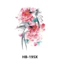 Waterproof temporary tattoo sticker featuring gorgeous watercolor peonies and swallow bird. - HB-195X / 210*148mm