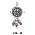 Waterproof temporary tattoo sticker with compass and feathers design, perfect body art. - XQB-169 / 210x114mm