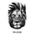 Waterproof temporary lion tattoo sticker with lightning design, black and white body art. - TH-212X / 210*148mm