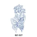 Autocollant de tatouage temporaire aux herbes fleur bleue femme et papillon GZ-527 - GZ-527 / 180X110MM