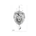Geometric lion temporary tattoo sticker with celestial moon constellation design for body art. - Geometric Lion Style (K-046)