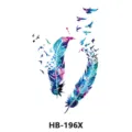 Watercolor feather temporary tattoo sticker waterproof body art design for adults party. - HB-196X / 210*148mm