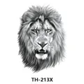 Lion Temporary Tattoo Sticker Black and White Sketch Wild Animal Body Art Waterproof - TH-213X / 210*148mm