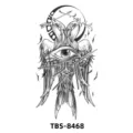 Autocollant de tatouage noir imperméable avec œil mystique et ailes pour art corporel de bras. - TBS-8468 Ailes de l'Oeil de la Providence