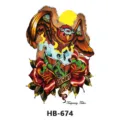 Temporary tattoo sticker colorful owl skull and rose design body art waterproof 1pc - HB-674 / 210*148mm