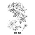 Foglio di adesivi per tatuaggi temporanei con rose in bianco e nero variante stile TH-396 - 210*148mm / Rose Bouquet Design (TH-396)