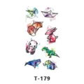 Feuille de tatouage temporaire animal origami géométrique coloré joli design aquarelle. - T-179 / 60x105mm