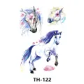 Watercolor unicorn temporary tattoo sticker for kids, colorful horse body art design. - TH-122