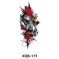 Waterproof wolf temporary tattoo sticker with geometric red and black design for men and women. - XQB-171 / 210x114mm
