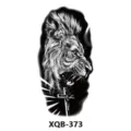 Autocollant de tatouage temporaire imperméable lion croix noir et blanc pour bras. - Lion et Croix (XQB-373)