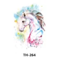Watercolor unicorn temporary tattoo sticker colorful body art waterproof cute design for women - TH-264 / 210*148mm