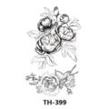 Adesivo per tatuaggio temporaneo impermeabile con fiori di rose in bianco e nero TH-399 - 210*148mm / Rose Cluster Design (TH-399)