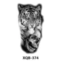 Autocollant de tatouage temporaire tigre crâne noir et blanc imperméable pour bras. - Tigre et Crâne (XQB-374)