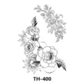 Adesivo tatuaggio temporaneo rosa nera variante, elegante design floreale braccio. - 210*148mm / Rose Line Art Design (TH-400)