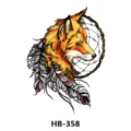 Waterproof temporary tattoo sticker with fox dreamcatcher design variants HB-358 - HB-358