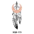 Waterproof temporary tattoo sticker with crescent moon arrow and feather design for body art. - XQB-173 / 210x114mm