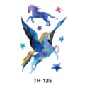 Watercolor Unicorn Temporary Tattoo Sheet Kids Magic Pegasus Body Art Sticker Design - TH-125