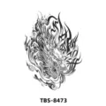 Autocollant de tatouage temporaire étanche avec design de totem de dragon et flamme abstrait. - TBS-8473 Totem de Dragon et Flamme