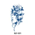 Autocollant de tatouage au jus de plantes semi-permanent avec profil de femme et rose. - GZ-531 / 180X110MM
