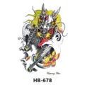 Traditional Japanese dragon and lotus temporary tattoo sticker for arm and body art. - HB-678 / 210*148mm