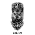 Autocollant de tatouage temporaire étanche lion couronne croix noir et blanc pour bras. - Lion et Couronne (XQB-376)