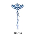 Adesivo per tatuaggio temporaneo alle erbe con ali di corona blu e testo personalizzato. - GZS-134