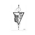 Geometric tiger and cat temporary tattoo sticker, black line art body art design for men women. - Geometric Tiger Style (K-051)