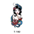 Autocollant de tatouage temporaire rétro pin-up coloré avec serpent bleu et rose T-182 - T-182 / 60x105mm