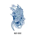 Sticker de tatouage semi-permanent aux herbes avec un motif de carpe koi bleue. - GZ-532 / 180X110MM