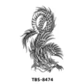 Autocollant de tatouage dragon imperméable pour bras, esquisse noir et gris réaliste. - TBS-8474 Dragon Enroulé Chinois
