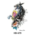 Temporary tattoo sticker for men and women, featuring mythical beast and peony flower design. - HB-679 / 210*148mm